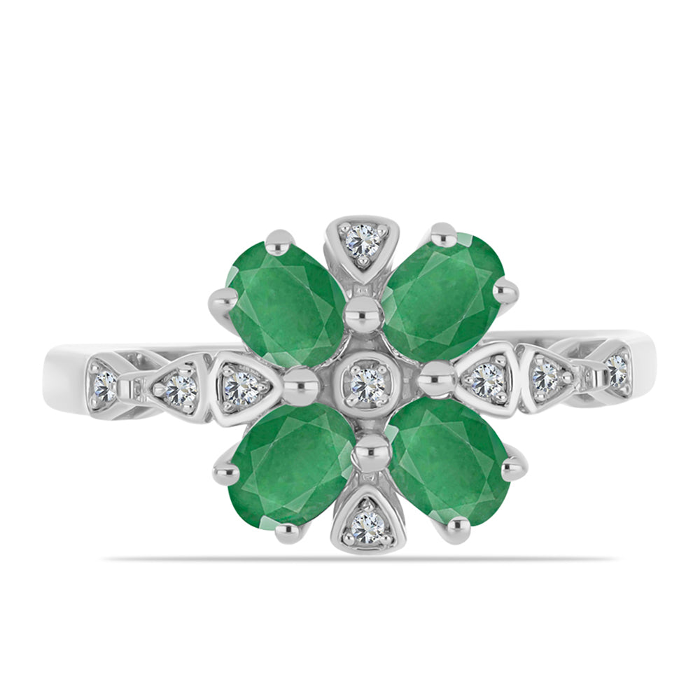 Inel din Argint 925 ( 2.97 grame ) cu Smarald Brazilian și Topaz Alb 1.43 Carate 1 