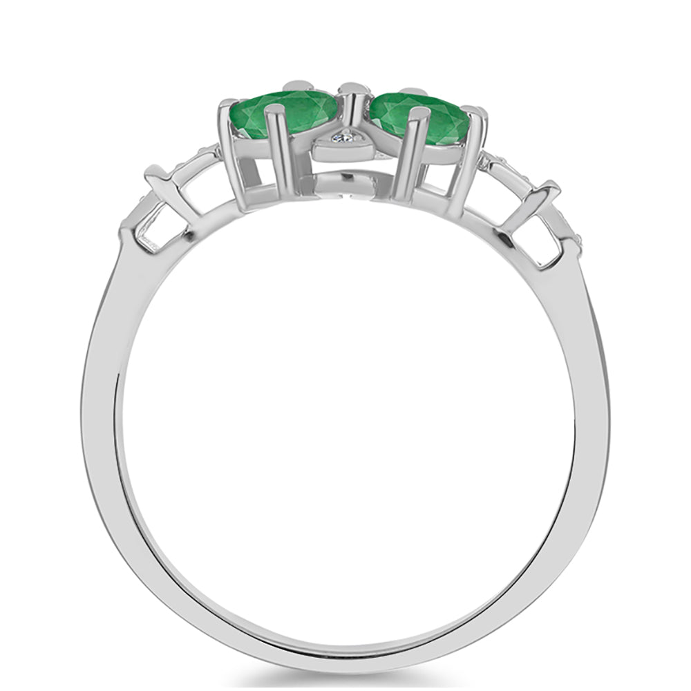 Inel din Argint 925 ( 2.97 grame ) cu Smarald Brazilian și Topaz Alb 1.43 Carate