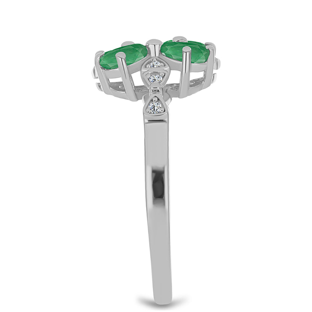 Inel din Argint 925 ( 2.97 grame ) cu Smarald Brazilian și Topaz Alb 1.43 Carate