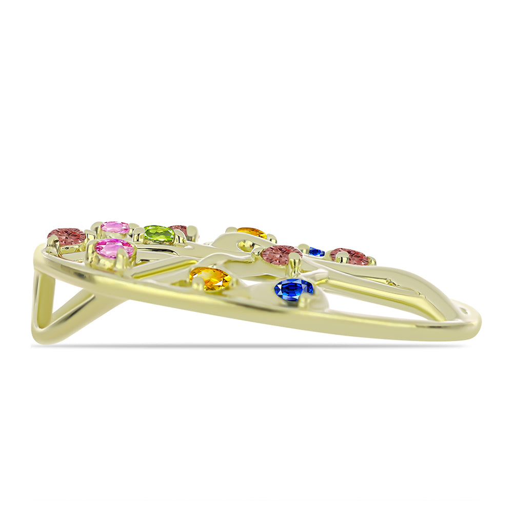 Pandantiv din Argint 925 Placat cu Aur ( 2.73 grame ) cu Safir Rosebery Curcubeu 0.55 Carate 2 