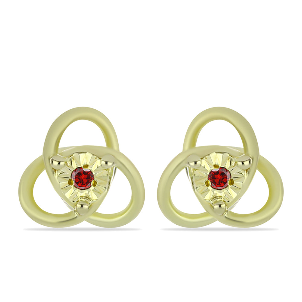 Set din Argint 925 Placat cu Aur ( 3.56 grame ) cu Diamant Roșu 0.03 Carate ( Cercei+Inel+Pandantiv ) 4 