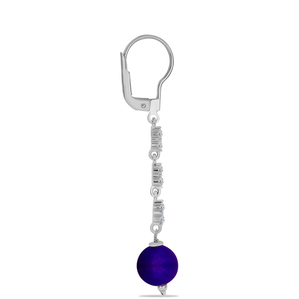 Cercei din Argint 925 ( 2.08 grame ) cu Jad Violet și Topaz Alb 7.17 Carate 2 