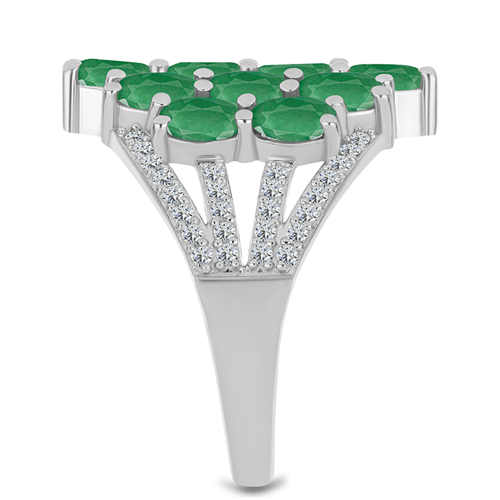 Inel din Argint 925 ( 5.11 grame ) cu Smarald Brazilian și Topaz Alb 3.53 Carate 4 