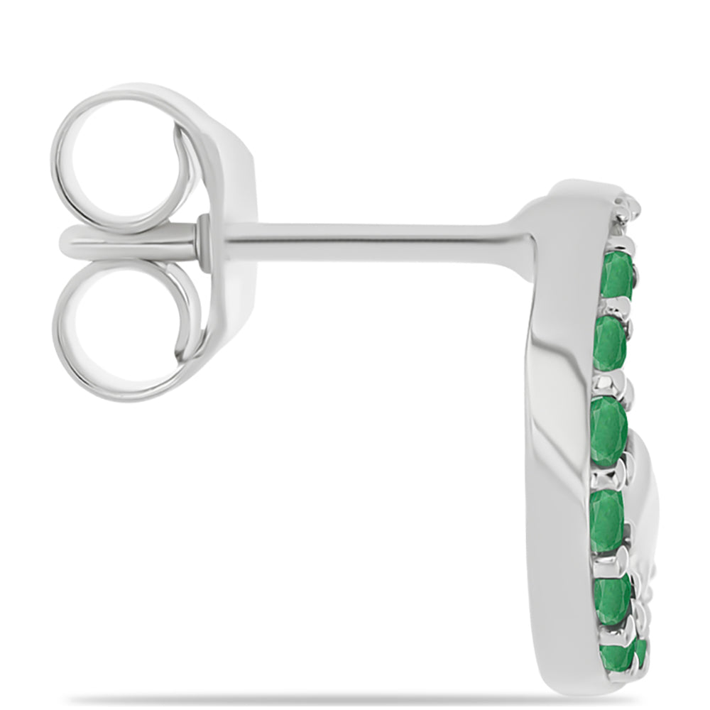 Cercei din Argint 925 ( 2.03 grame ) cu Smarald Brazilian și Topaz Alb 0.37 Carate 2 