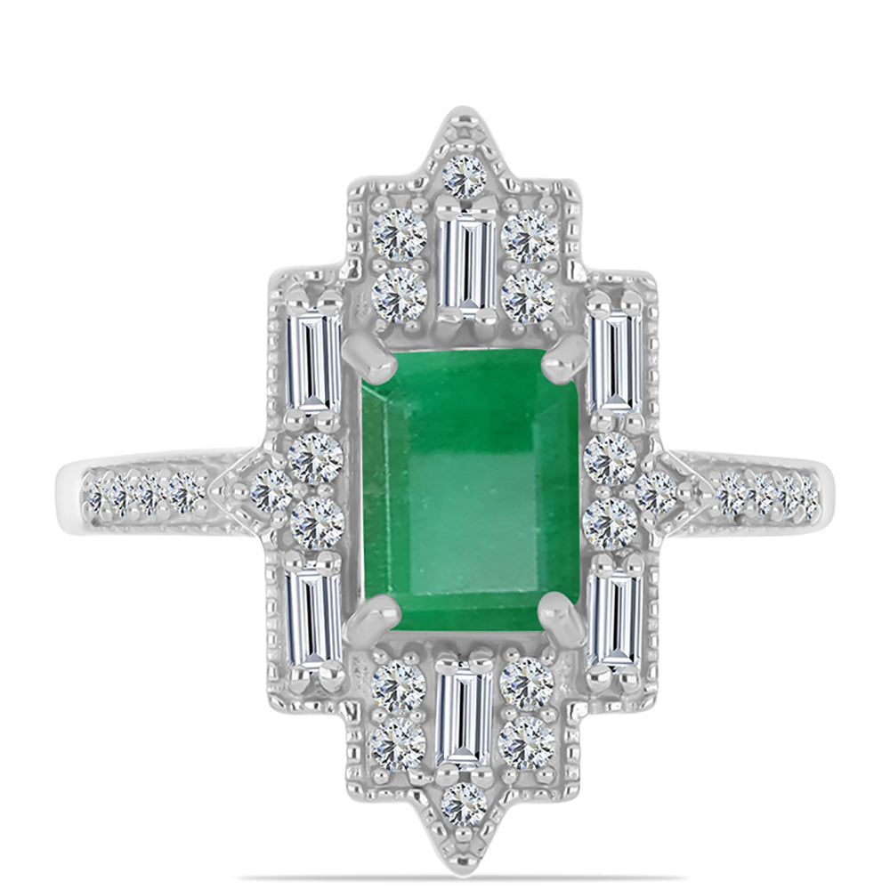 Inel din Argint 925 ( 4.97 grame ) cu Smarald Brazilian și Zircon Alb 2.23 Carate