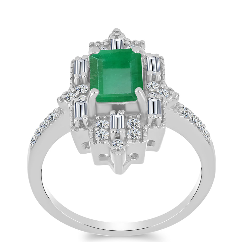 Inel din Argint 925 ( 4.97 grame ) cu Smarald Brazilian și Zircon Alb 2.23 Carate 3 