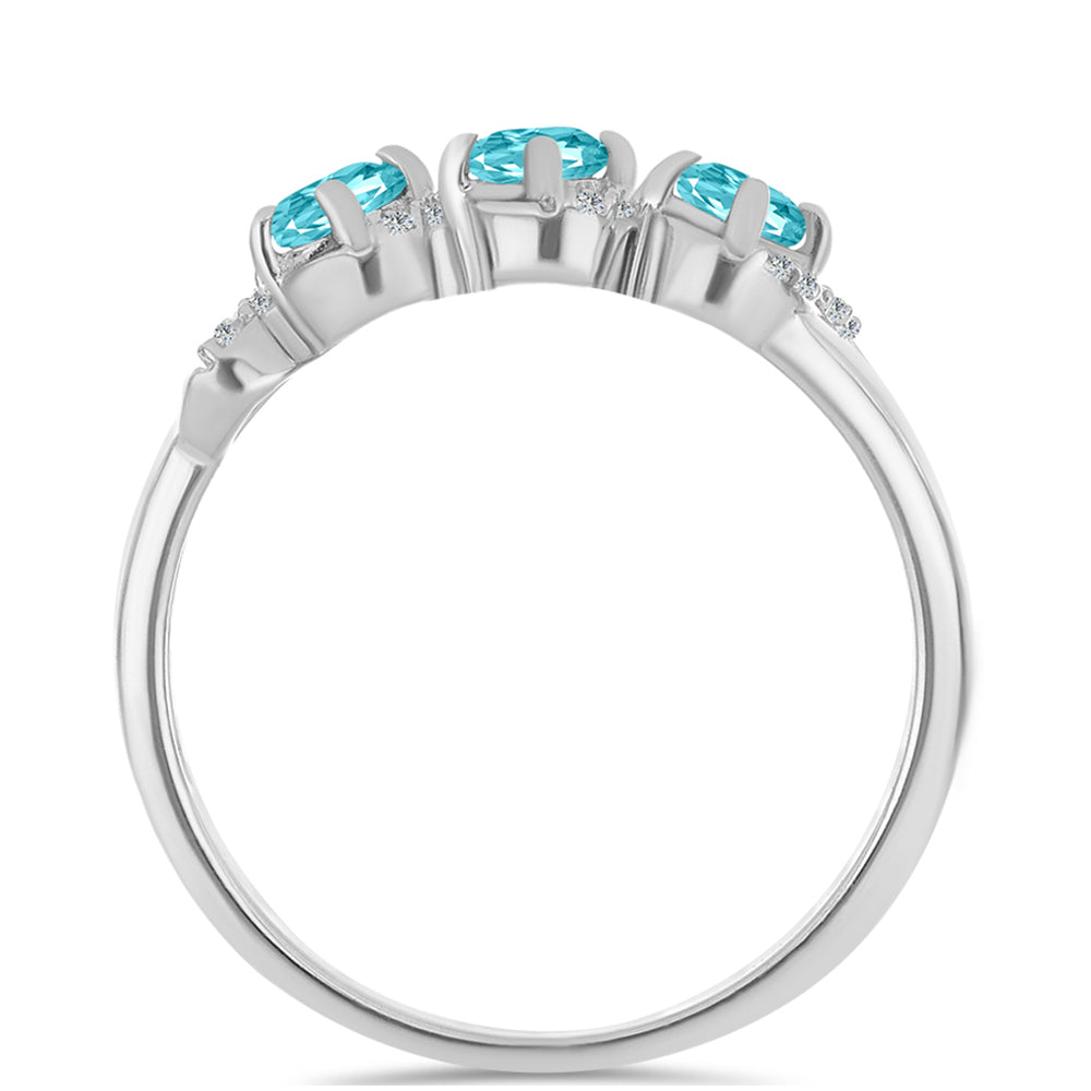 Inel din Argint 925 ( 2.66 grame ) cu Cuarț Paraiba și Topaz Alb 0.74 Carate