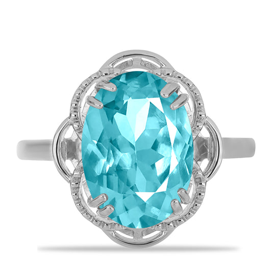 Inel din Argint 925 ( 2.95 grame ) cu Cuarț Paraiba 5.38 Carate