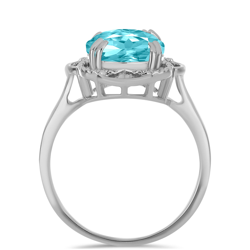 Inel din Argint 925 ( 2.95 grame ) cu Cuarț Paraiba 5.38 Carate