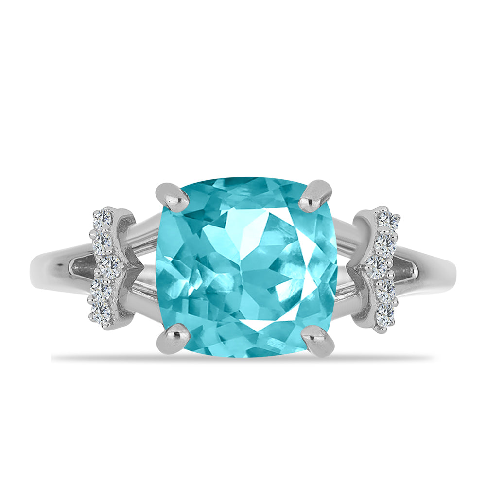 Inel din Argint 925 ( 2.92 grame ) cu Cuarț Paraiba și Topaz Alb 3.07 Carate