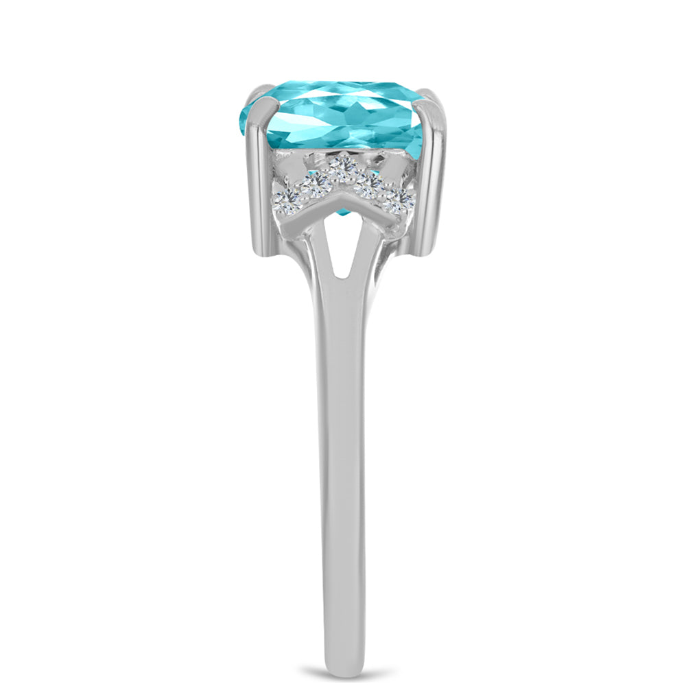 Inel din Argint 925 ( 2.92 grame ) cu Cuarț Paraiba și Topaz Alb 3.07 Carate 4 