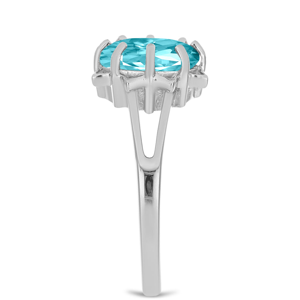 Inel din Argint 925 ( 3.3 grame ) cu Cuarț Paraiba 2.46 Carate 4 