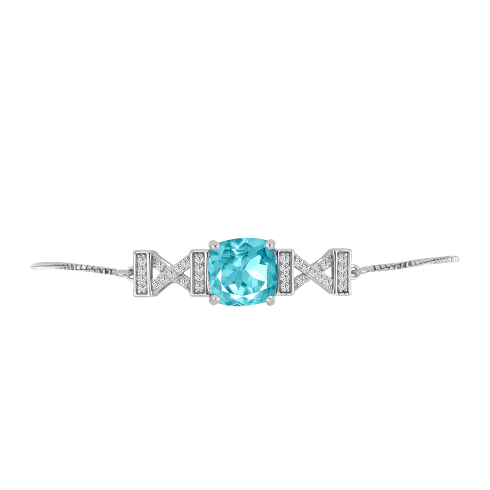 Brățară din Argint 925 ( 4.92 grame ) cu Cuarț Paraiba și Topaz Alb 4.3 Carate 2 