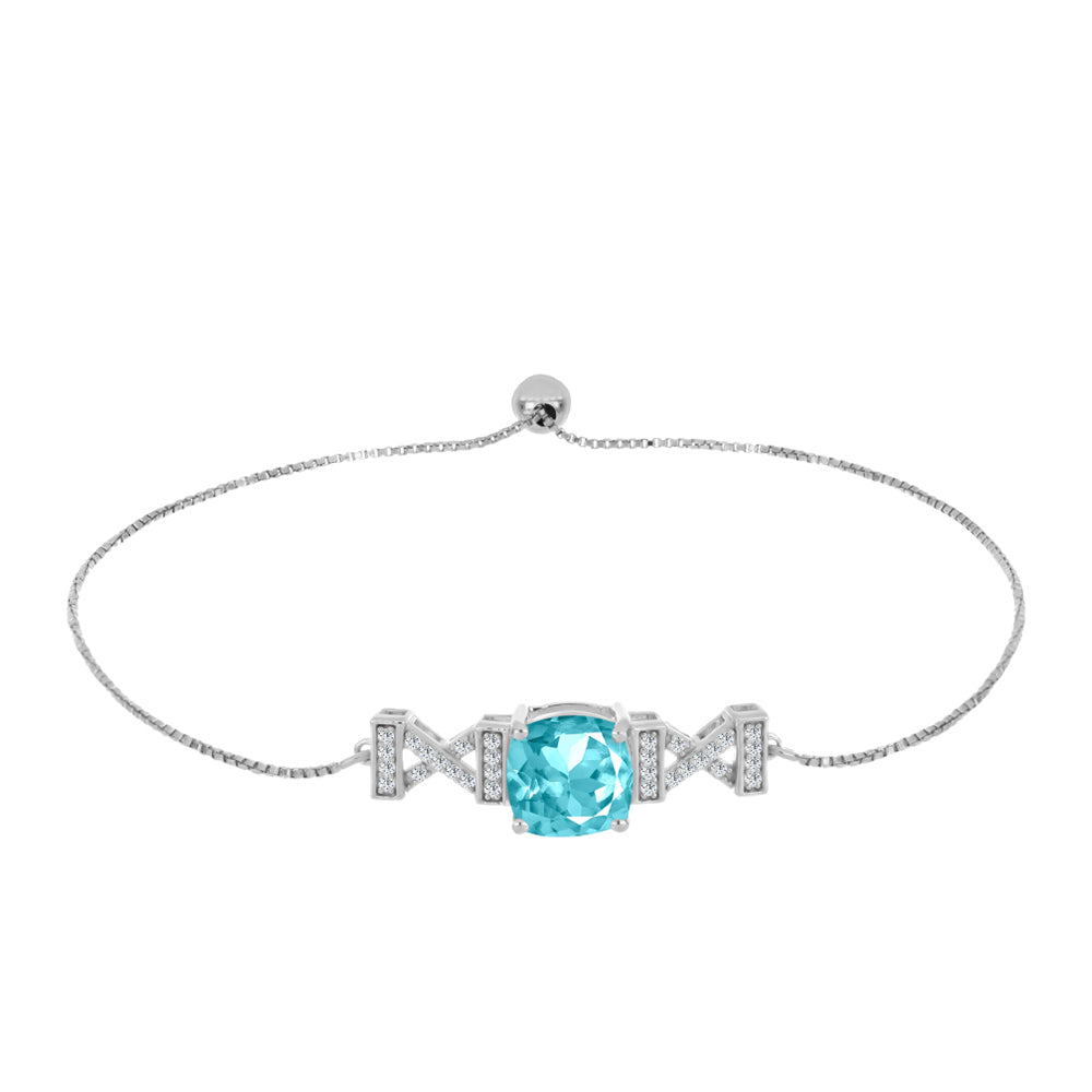 Brățară din Argint 925 ( 4.92 grame ) cu Cuarț Paraiba și Topaz Alb 4.3 Carate
