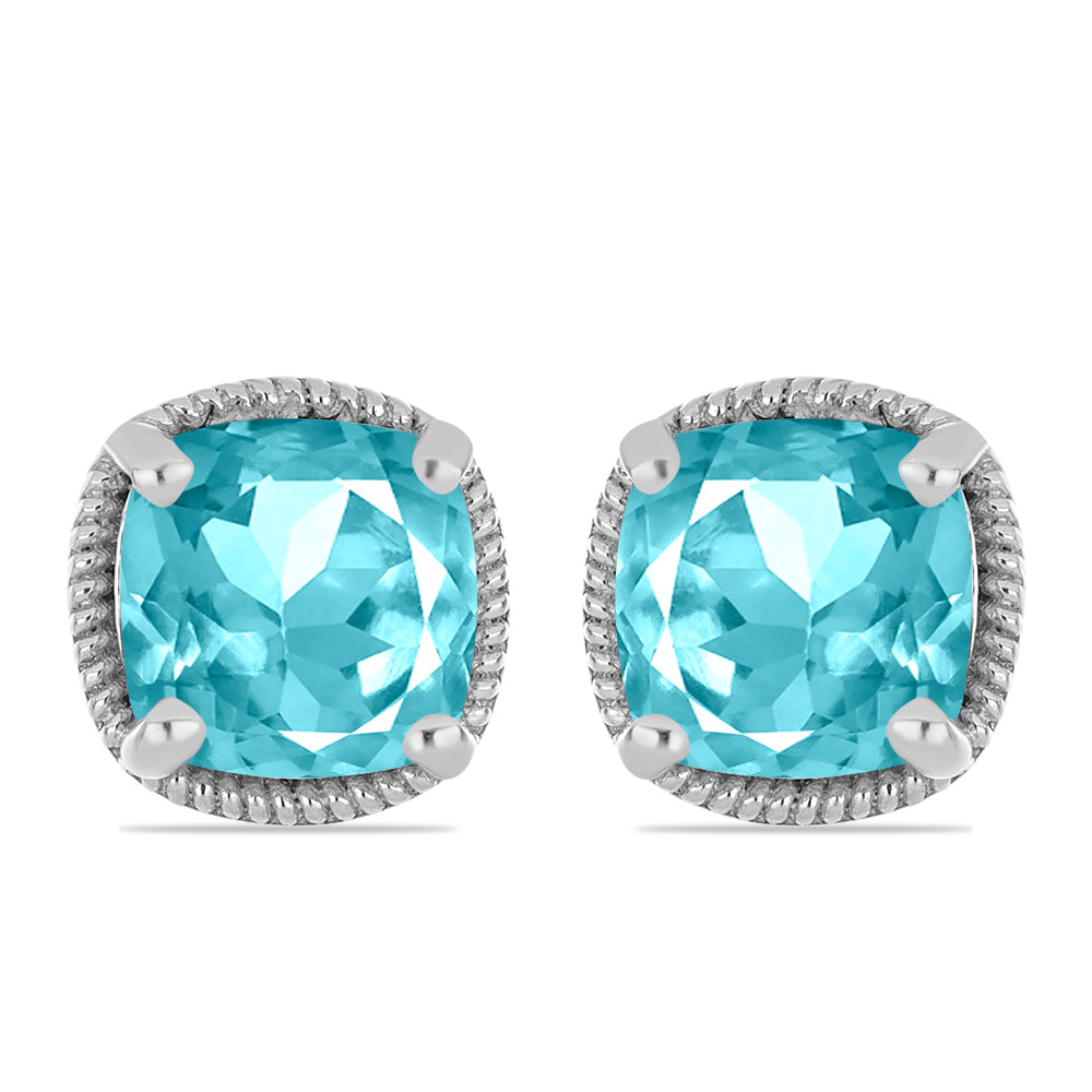 Cercei din Argint 925 ( 1.88 grame ) cu Cuarț Paraiba 2.9 Carate