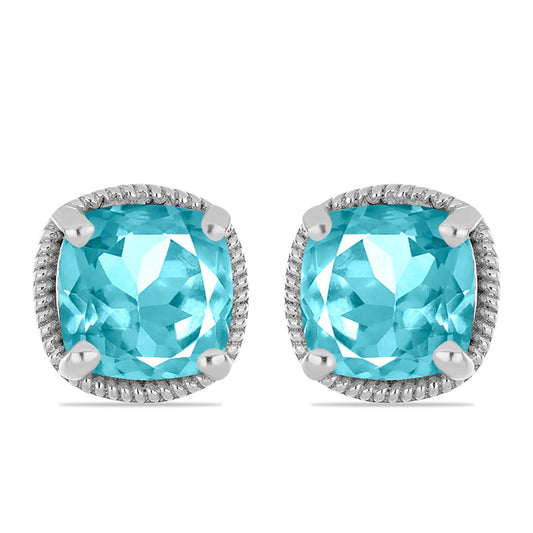 Cercei din Argint 925 ( 1.88 grame ) cu Cuarț Paraiba 2.9 Carate