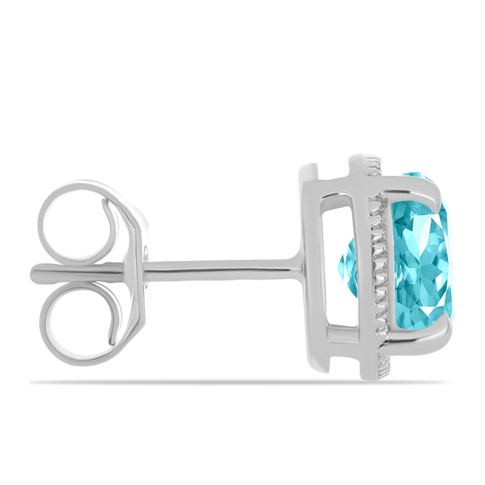 Cercei din Argint 925 ( 1.88 grame ) cu Cuarț Paraiba 2.9 Carate 2 