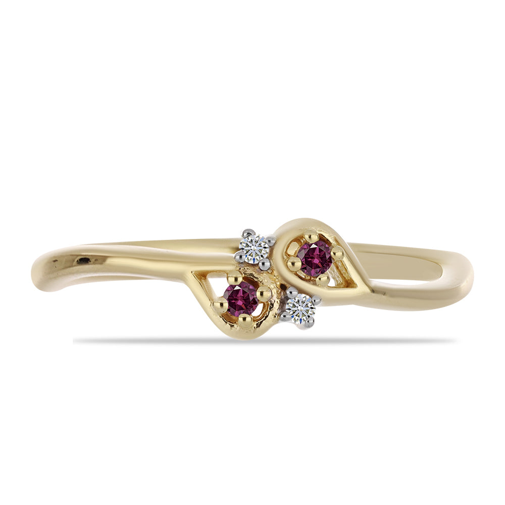 Inel din Argint 925 Placat cu Aur ( 1.81 grame ) cu Diamant Violet și Diamant Alb 0.06 Carate