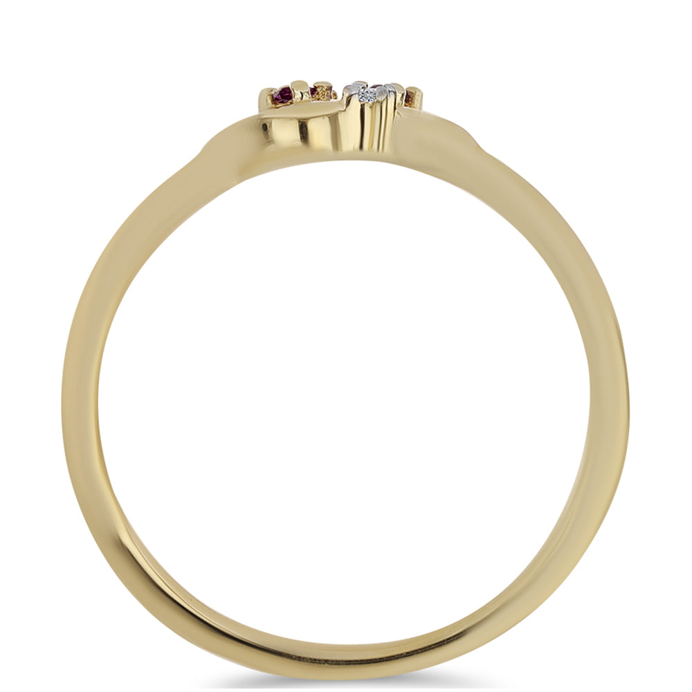 Inel din Argint 925 Placat cu Aur ( 1.81 grame ) cu Diamant Violet și Diamant Alb 0.06 Carate 3 