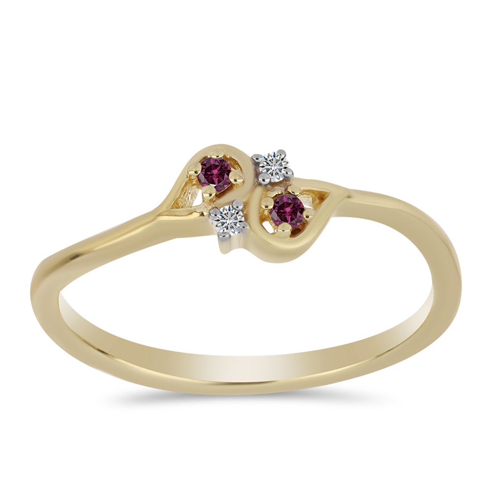 Inel din Argint 925 Placat cu Aur ( 1.81 grame ) cu Diamant Violet și Diamant Alb 0.06 Carate