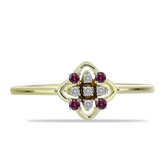 Inel din Argint 925 Placat cu Aur ( 1.48 grame ) cu Diamant Violet și Diamant Alb 0.1 Carate