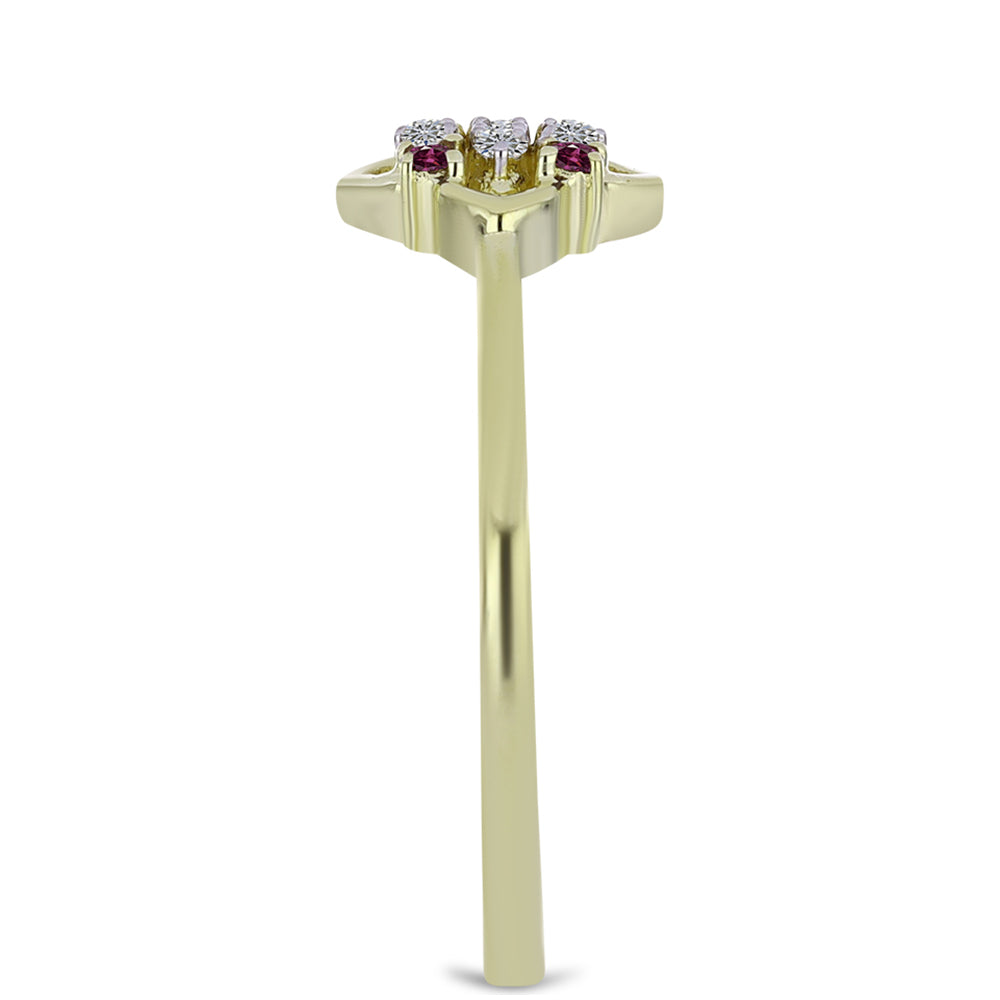 Inel din Argint 925 Placat cu Aur ( 1.48 grame ) cu Diamant Violet și Diamant Alb 0.1 Carate 4 