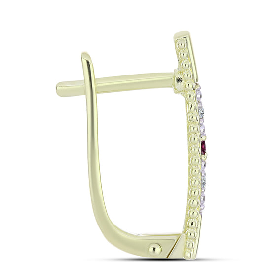 Cercei din Argint 925 Placat cu Aur ( 3.05 grame ) cu Diamant Violet și Diamant Alb 0.08 Carate