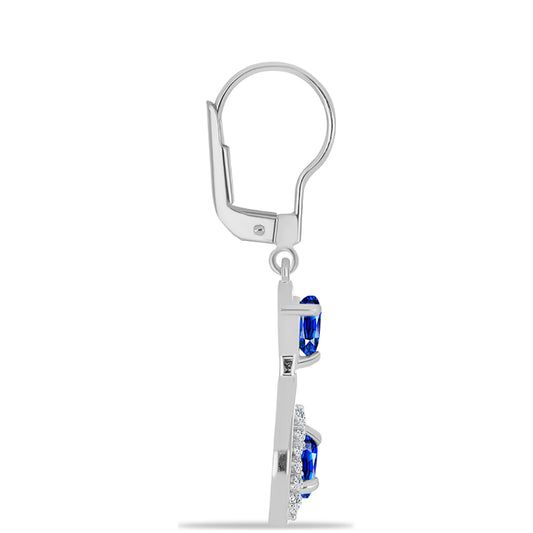 Cercei din Argint 925 ( 2.89 grame ) cu Safir Albastru Australian și Topaz Alb 1.67 Carate