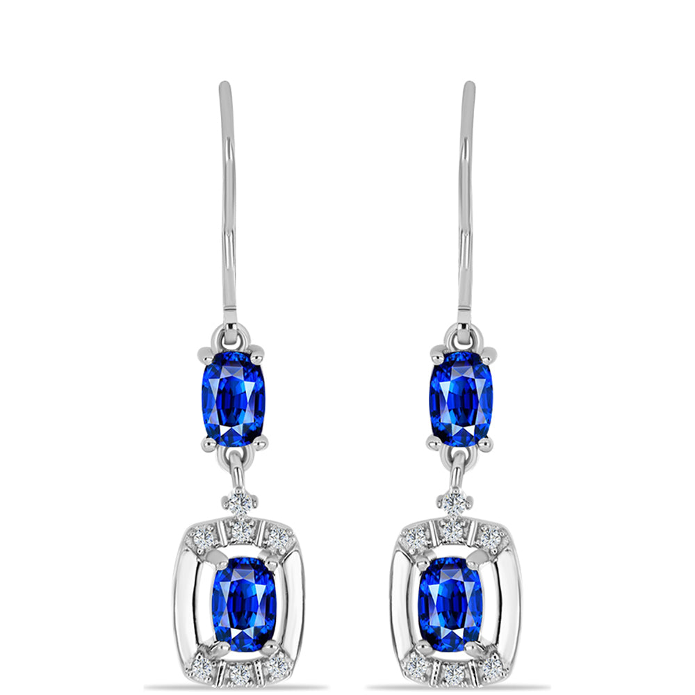 Cercei din Argint 925 ( 3.15 grame ) cu Safir Albastru Australian și Topaz Alb 3.08 Carate 1 