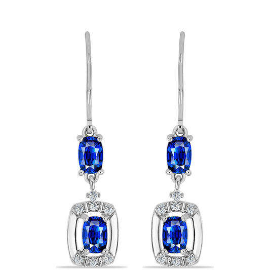 Cercei din Argint 925 ( 3.15 grame ) cu Safir Albastru Australian și Topaz Alb 3.08 Carate