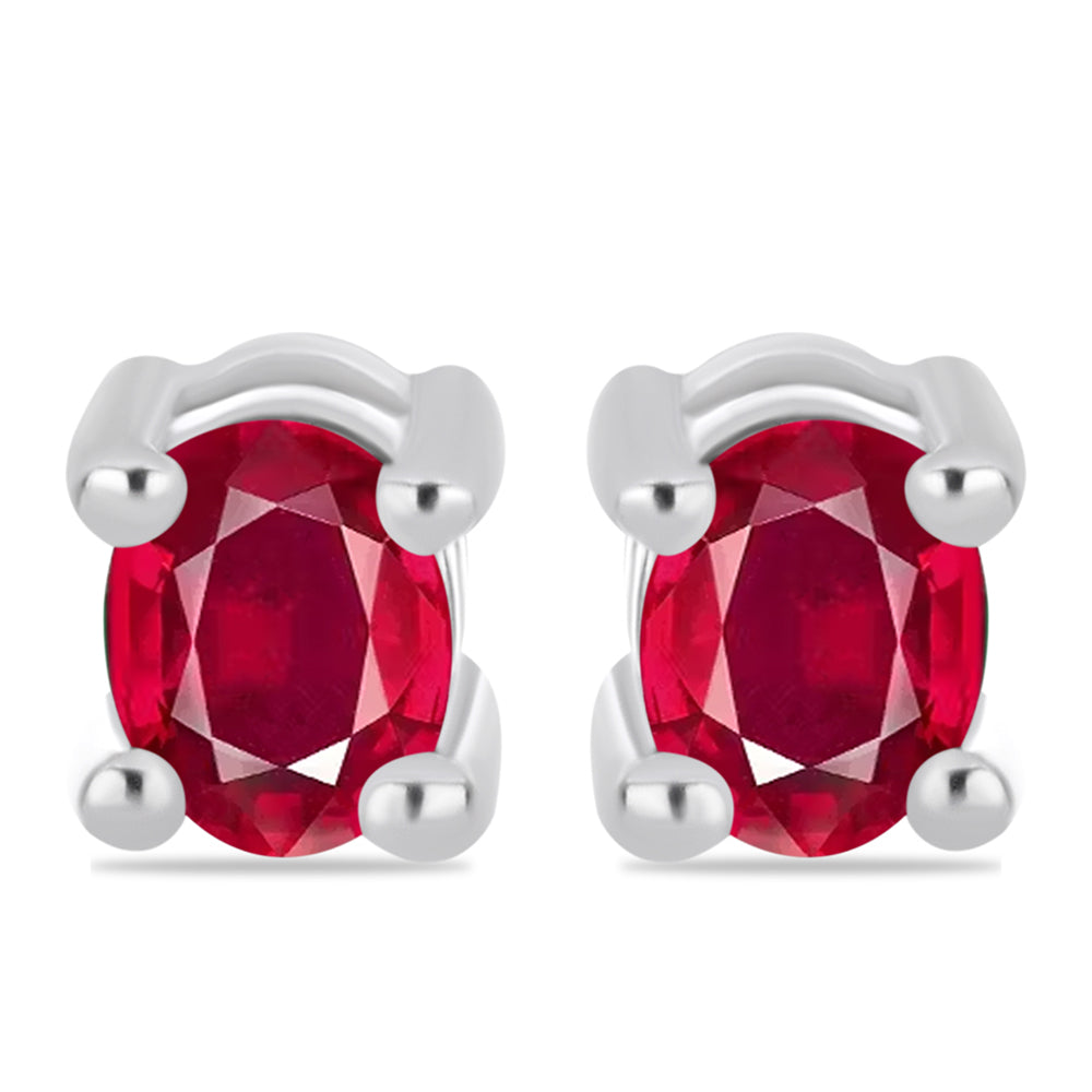 Set din Argint 925 ( 2.86 grame ) cu Rubin Malagasy și Smarald Brazilian 1.44 Carate ( Cercei )