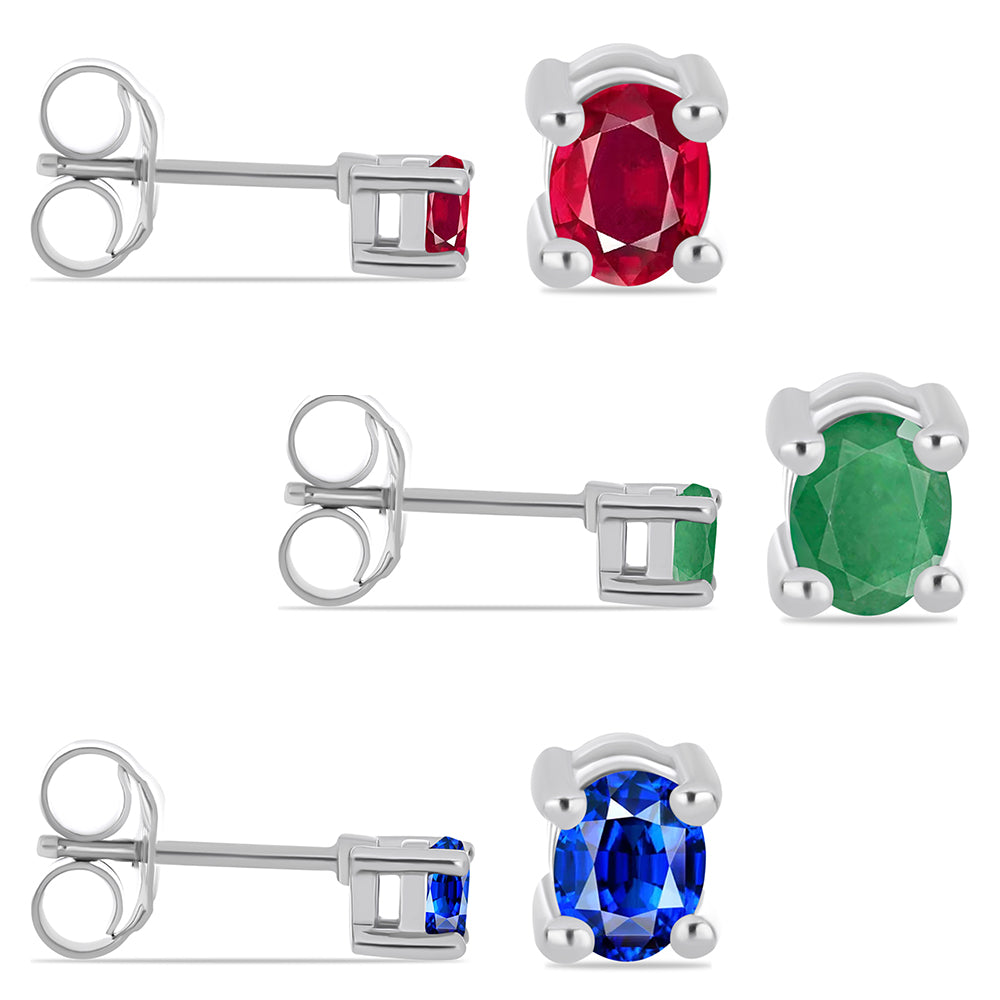 Set din Argint 925 ( 2.86 grame ) cu Rubin Malagasy și Smarald Brazilian 1.44 Carate ( Cercei )