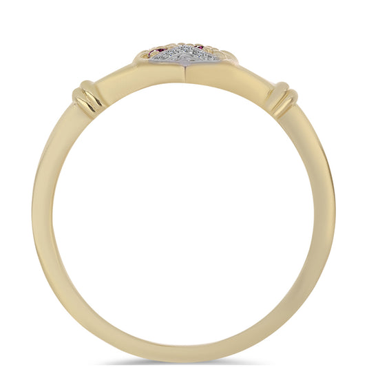 Inel din Argint 925 Placat cu Aur ( 2.73 grame ) cu Diamant Violet și Diamant Alb 0.12 Carate