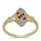 Inel din Argint 925 Placat cu Aur ( 2.73 grame ) cu Diamant Violet și Diamant Alb 0.12 Carate