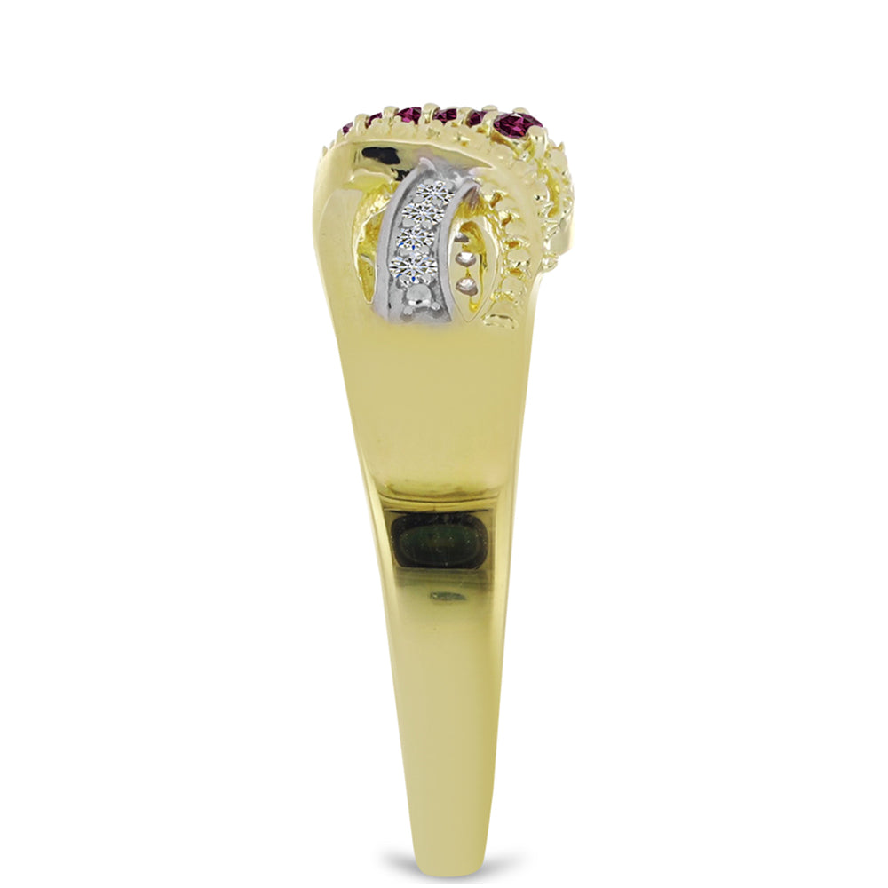 Inel din Argint 925 Placat cu Aur ( 3.3 grame ) cu Diamant Violet și Diamant Alb 0.15 Carate 4 