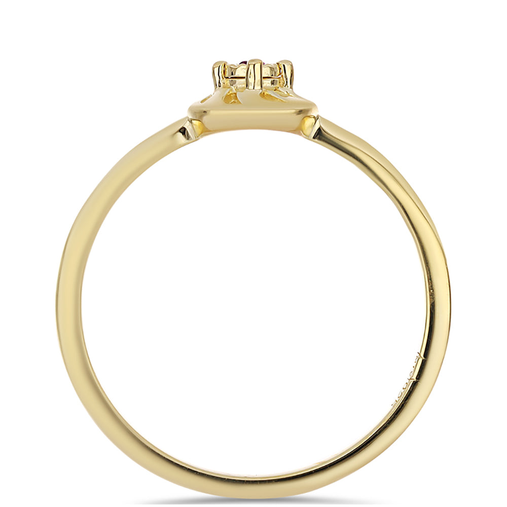 Set din Argint 925 Placat cu Aur ( 3.38 grame ) cu Diamant Violet 0.06 Carate ( Cercei+Inel+Pandantiv )