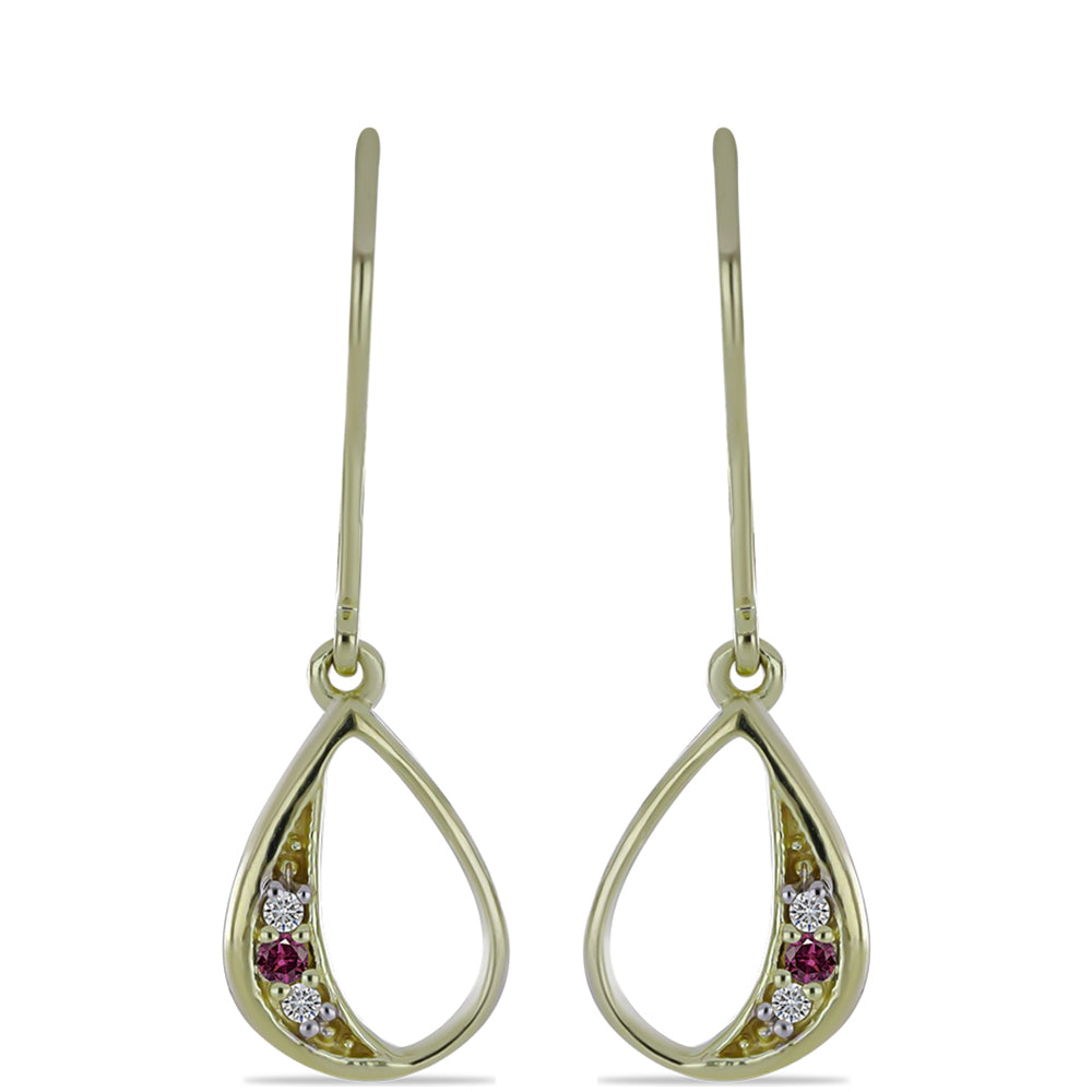 Cercei din Argint 925 Placat cu Aur ( 2.04 grame ) cu Diamant Violet și Diamant Alb 0.06 Carate