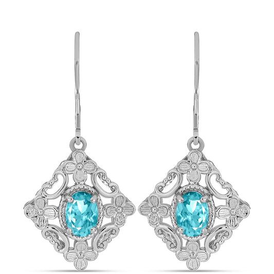 Cercei din Argint 925 ( 5.58 grame ) cu Cuarț Paraiba 1.36 Carate