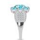 Inel din Argint 925 ( 5.37 grame ) cu Cuarț Paraiba și Topaz Alb 2.89 Carate