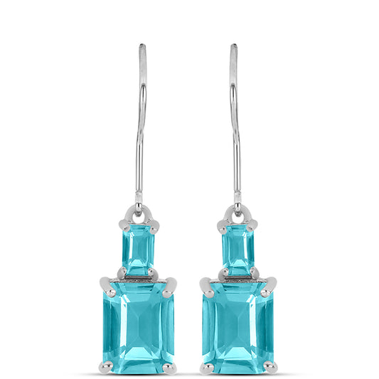 Cercei din Argint 925 ( 2.41 grame ) cu Cuarț Paraiba 4.41 Carate