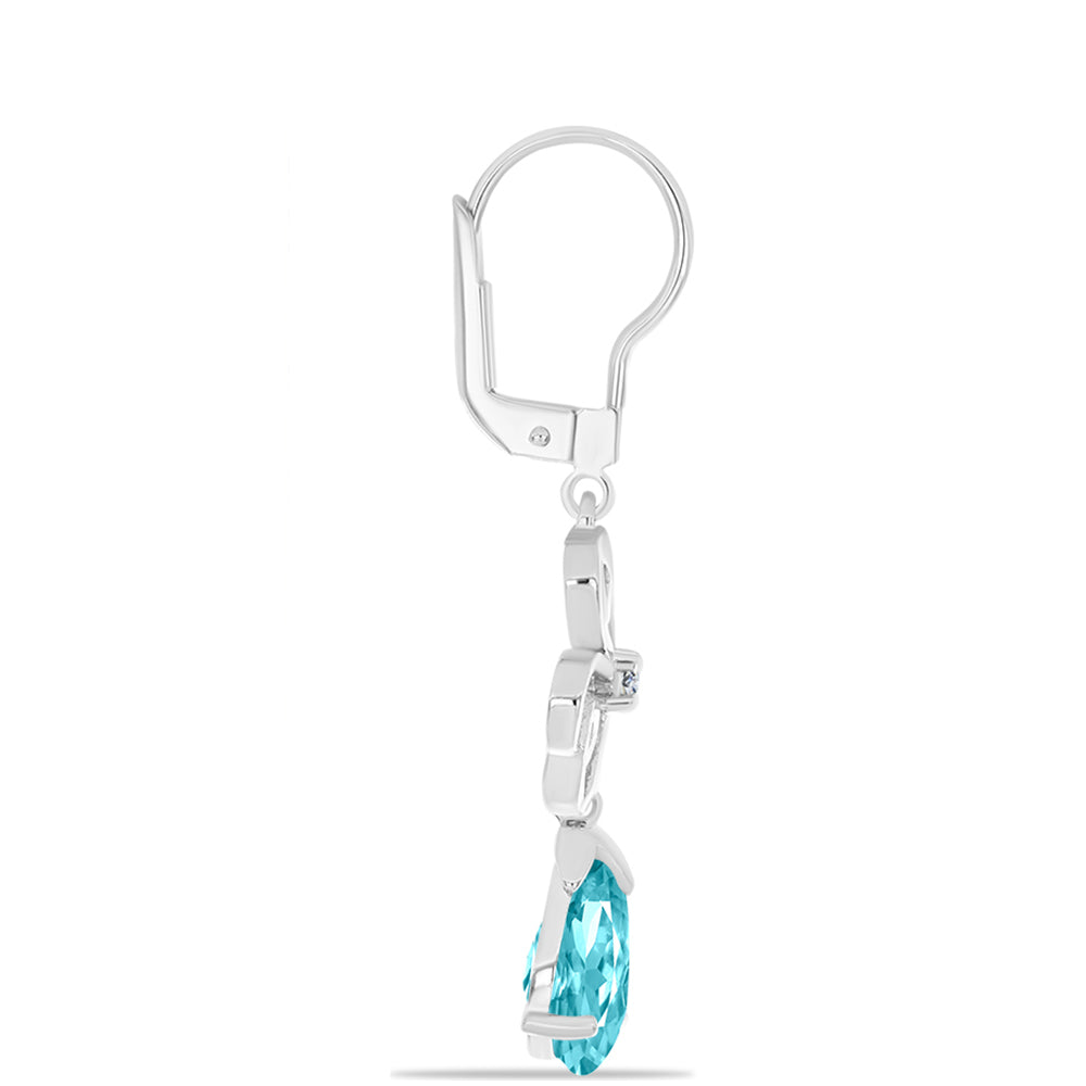 Cercei din Argint 925 ( 3.97 grame ) cu Cuarț Paraiba și Topaz Alb 3.67 Carate