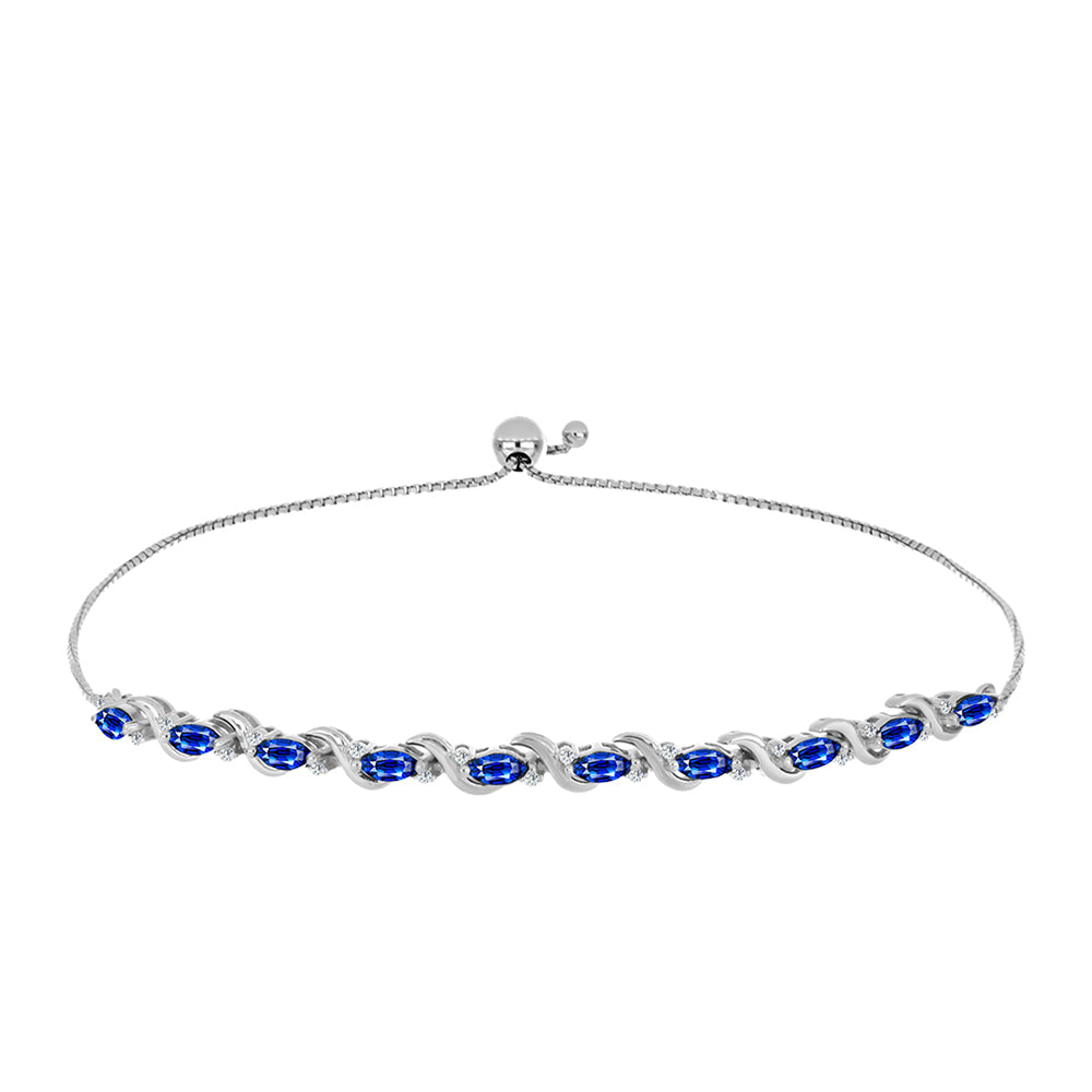 Brățară din Argint 925 ( 5.88 grame ) cu Safir Albastru Australian și Topaz Alb 2.6 Carate 1 