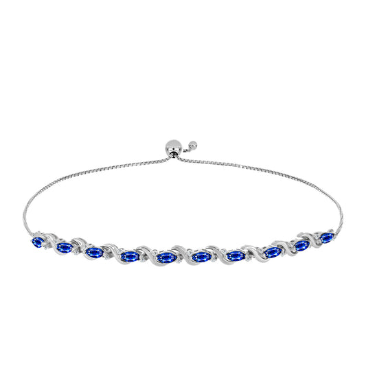 Brățară din Argint 925 ( 5.88 grame ) cu Safir Albastru Australian și Topaz Alb 2.6 Carate