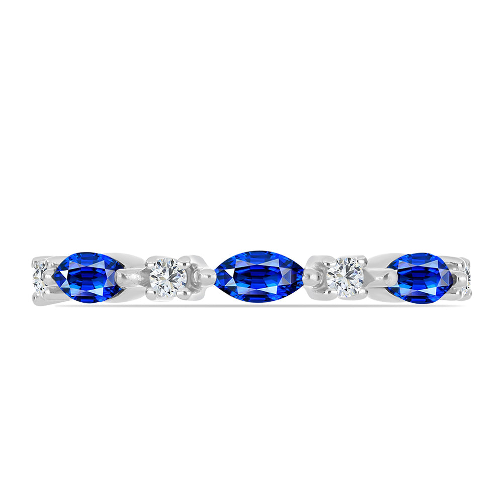 Inel din Argint 925 ( 1.63 grame ) cu Safir Albastru Australian și Topaz Alb 0.8 Carate 2 