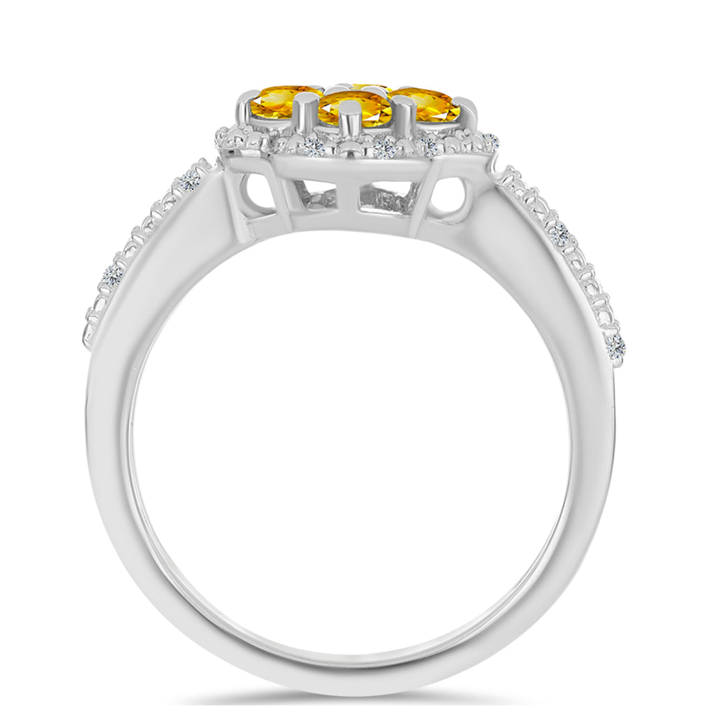 Inel din Argint 925 ( 3.36 grame ) cu Citrin Ural și Topaz Alb 0.58 Carate