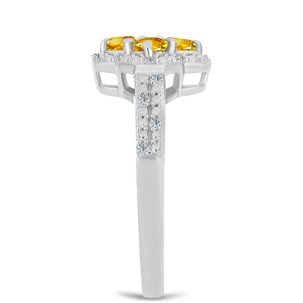 Inel din Argint 925 ( 3.36 grame ) cu Citrin Ural și Topaz Alb 0.58 Carate