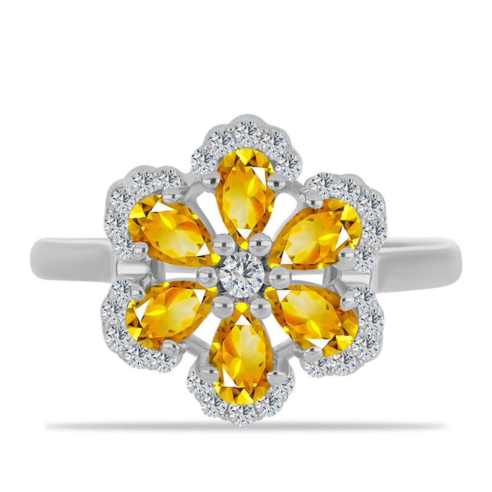 Inel din Argint 925 ( 3.2 grame ) cu Citrin Ural și Topaz Alb 1.5 Carate 1 