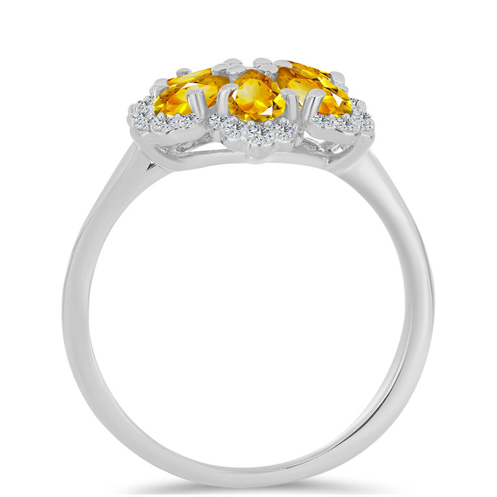 Inel din Argint 925 ( 3.2 grame ) cu Citrin Ural și Topaz Alb 1.5 Carate 2 
