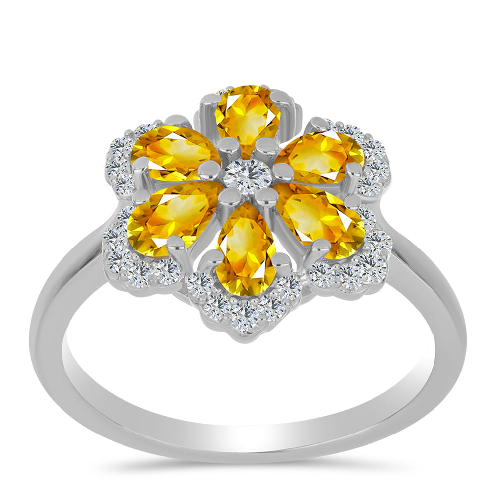 Inel din Argint 925 ( 3.2 grame ) cu Citrin Ural și Topaz Alb 1.5 Carate 3 