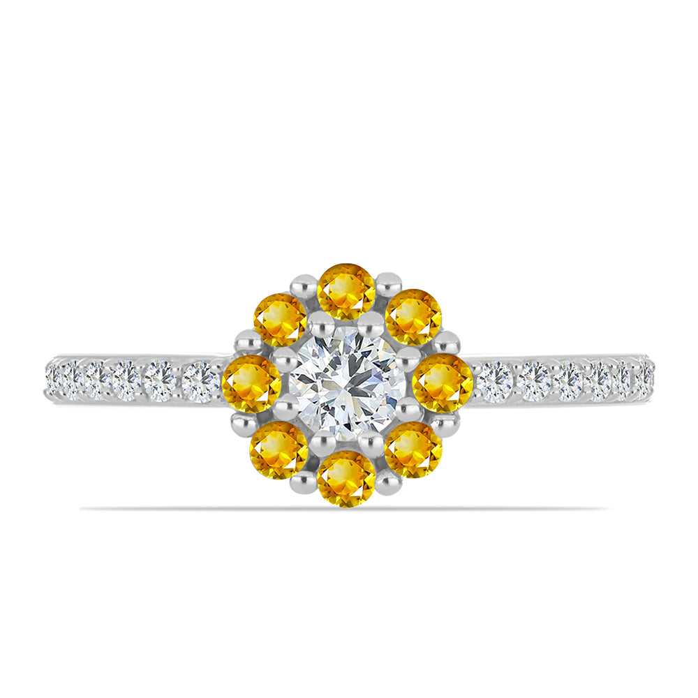 Inel din Argint 925 ( 2.14 grame ) cu Citrin Ural și Topaz Alb 0.79 Carate 1 